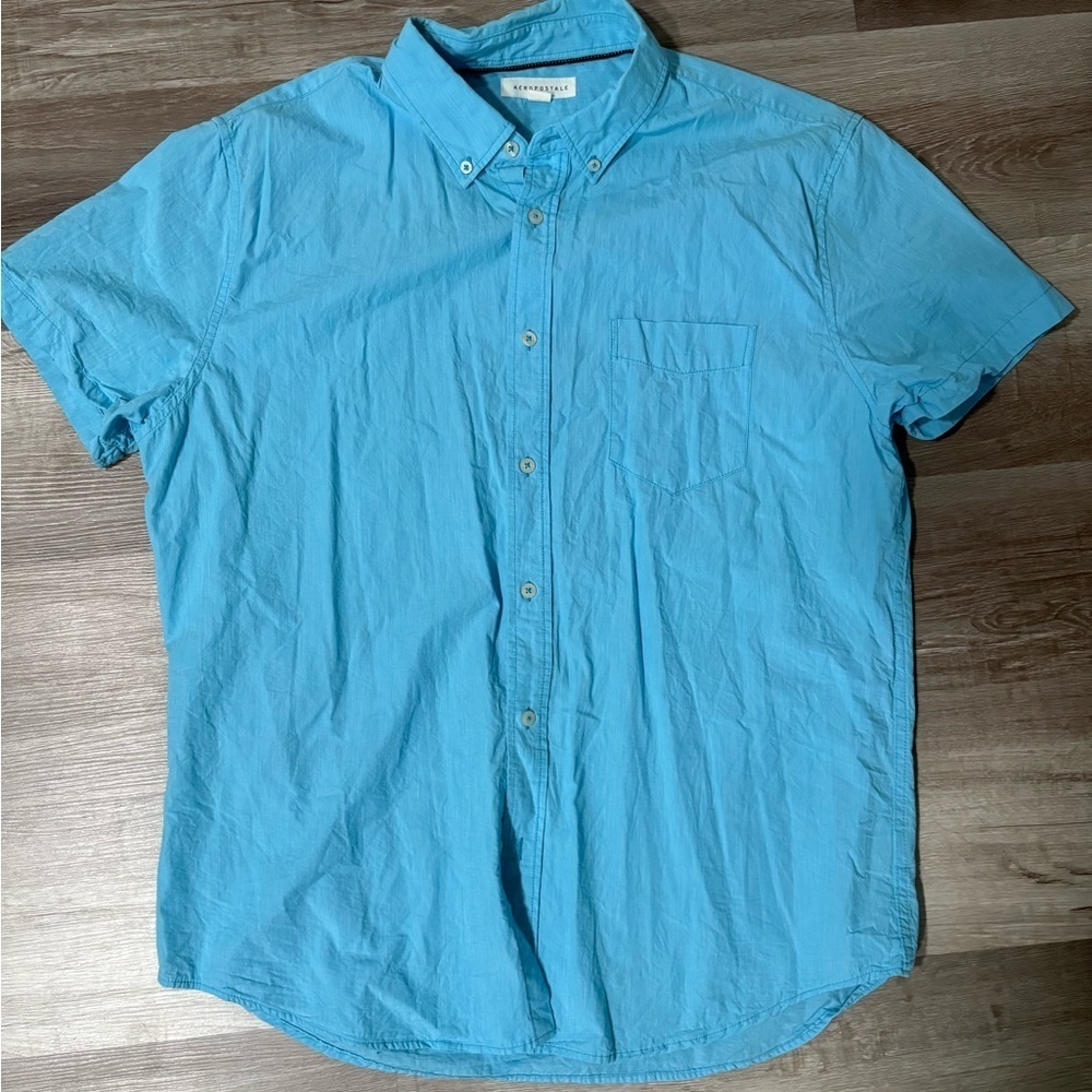 Aeropostale Light Blue Casual Button-Down Shirt